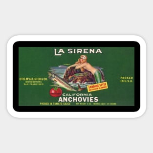 La Sirena Vintage Anchovies Label Cannery Row Monterey Sticker